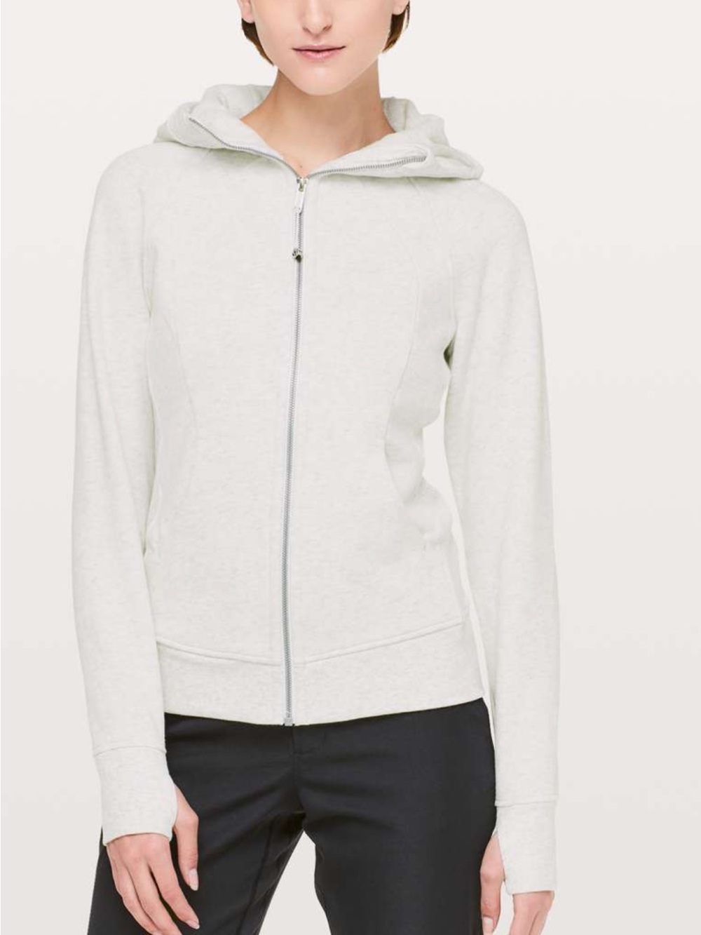 Lululemon Scuba Hoodie Heather White Full-Zip Hooded Sweatshirt